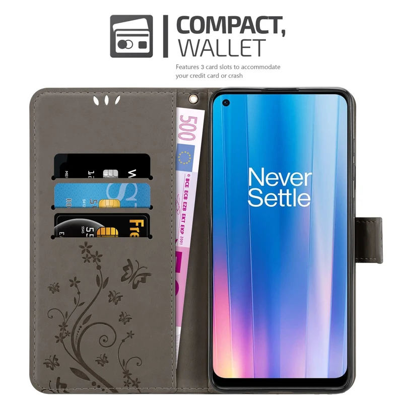 Cadorabo Hülle kompatibel mit OnePlus Nord CE 2 5G Schutzhülle im Blumen Design mit Magnetverschluss, Standfunktion und Kartenfächern