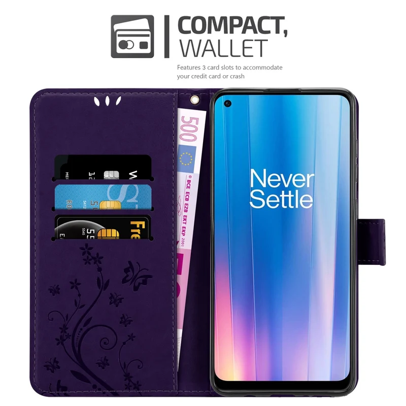 Cadorabo Hülle kompatibel mit OnePlus Nord CE 2 5G Schutzhülle im Blumen Design mit Magnetverschluss, Standfunktion und Kartenfächern
