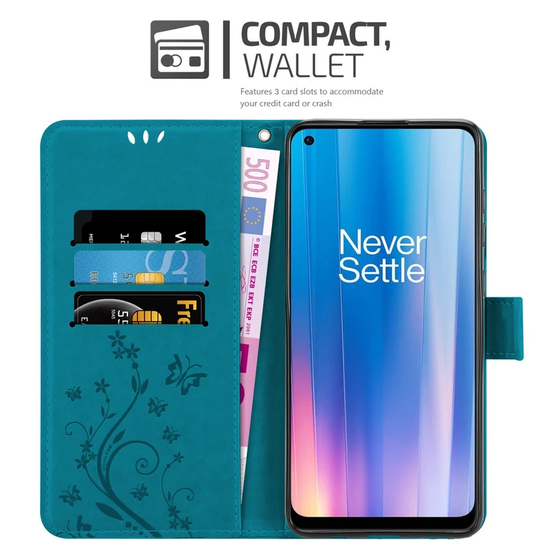 Cadorabo Hülle kompatibel mit OnePlus Nord CE 2 5G Schutzhülle im Blumen Design mit Magnetverschluss, Standfunktion und Kartenfächern
