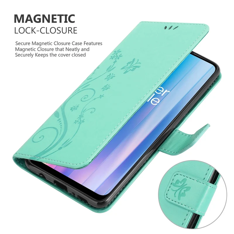 Cadorabo Hülle kompatibel mit OnePlus Nord CE 2 5G Schutzhülle im Blumen Design mit Magnetverschluss, Standfunktion und Kartenfächern