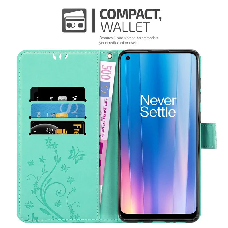 Cadorabo Hülle kompatibel mit OnePlus Nord CE 2 5G Schutzhülle im Blumen Design mit Magnetverschluss, Standfunktion und Kartenfächern