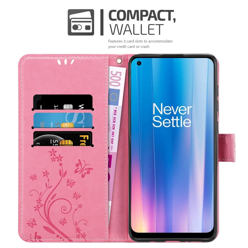 Cadorabo Hülle kompatibel mit OnePlus Nord CE 2 5G Schutzhülle im Blumen Design mit Magnetverschluss, Standfunktion und Kartenfächern