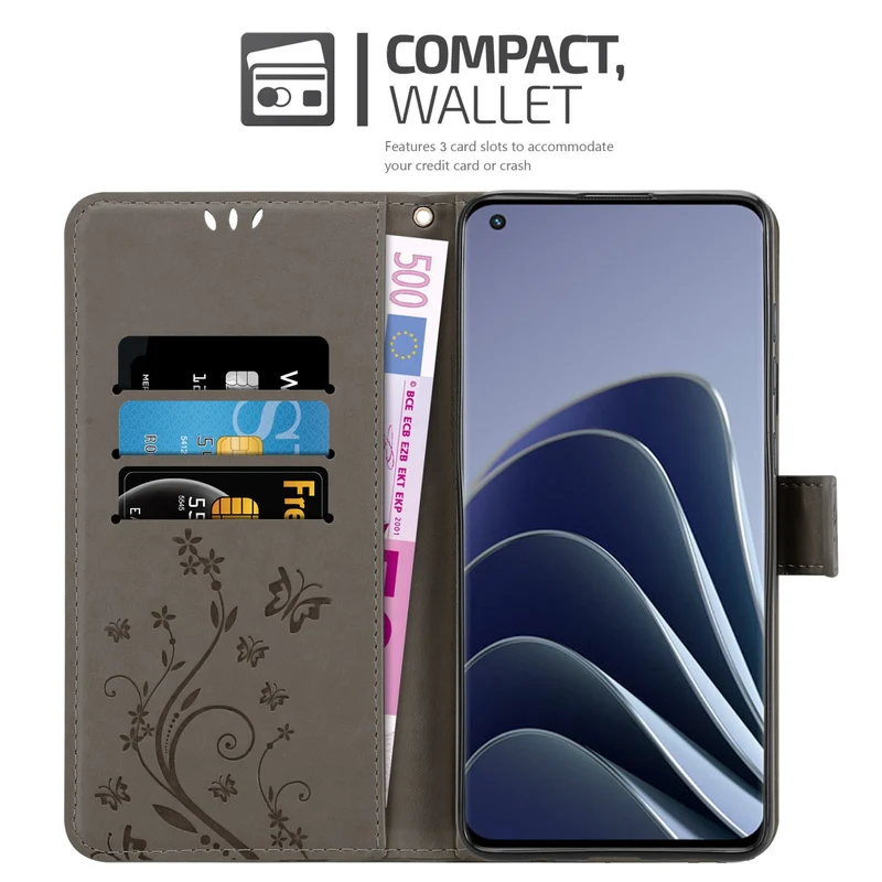 Cadorabo Hülle kompatibel mit OnePlus 10 PRO 5G Schutzhülle im Blumen Design mit Magnetverschluss, Standfunktion und Kartenfächern