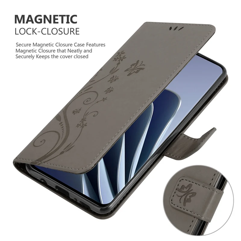 Cadorabo Hülle kompatibel mit OnePlus 10 PRO 5G Schutzhülle im Blumen Design mit Magnetverschluss, Standfunktion und Kartenfächern