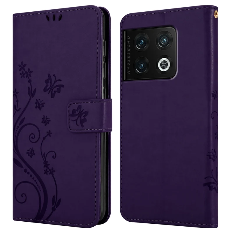 Cadorabo Hülle kompatibel mit OnePlus 10 PRO 5G Schutzhülle im Blumen Design mit Magnetverschluss, Standfunktion und Kartenfächern