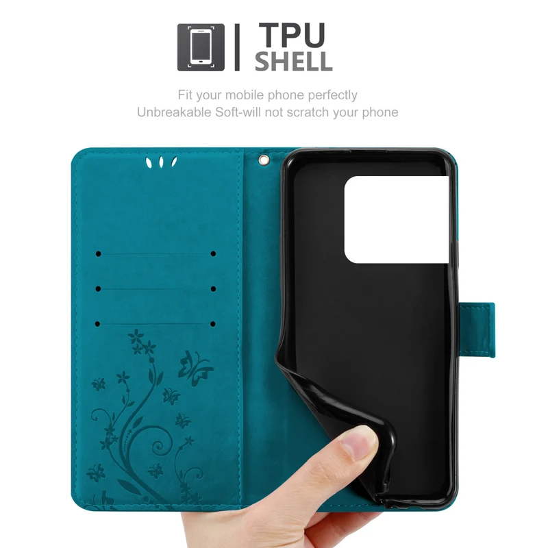Cadorabo Hülle kompatibel mit OnePlus 10 PRO 5G Schutzhülle im Blumen Design mit Magnetverschluss, Standfunktion und Kartenfächern