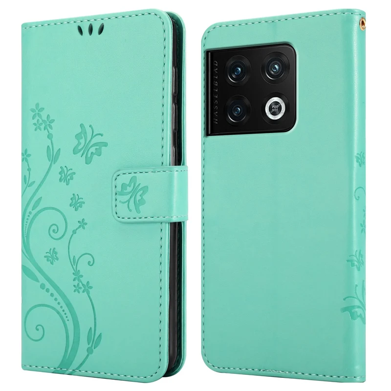 Cadorabo Hülle kompatibel mit OnePlus 10 PRO 5G Schutzhülle im Blumen Design mit Magnetverschluss, Standfunktion und Kartenfächern