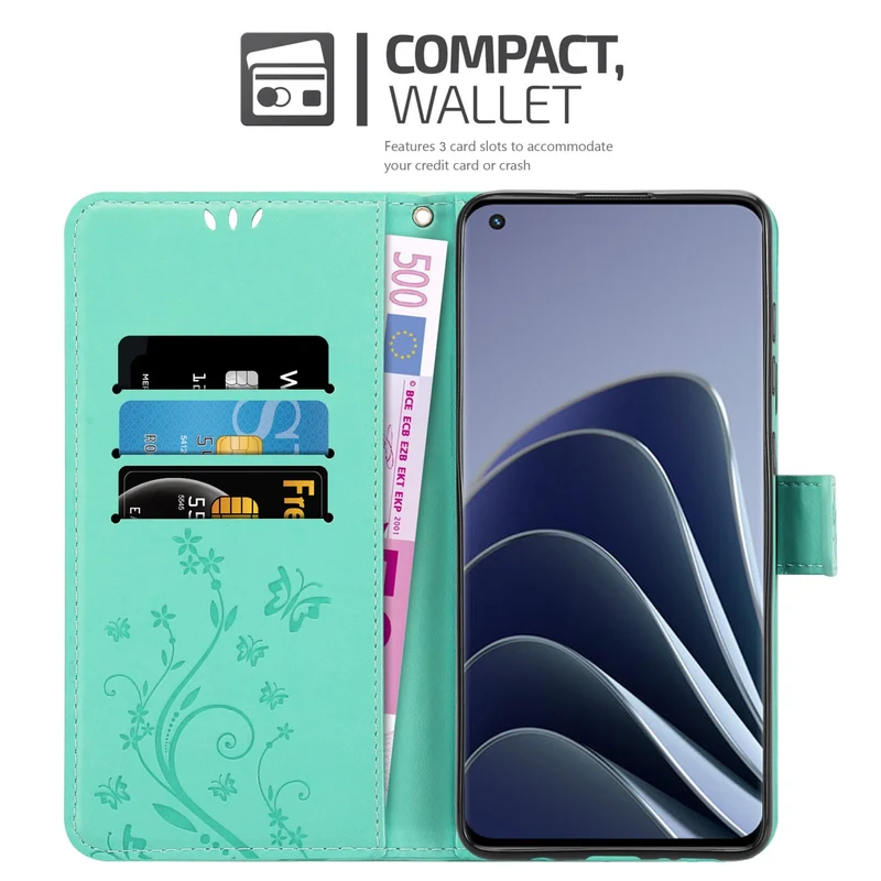 Cadorabo Hülle kompatibel mit OnePlus 10 PRO 5G Schutzhülle im Blumen Design mit Magnetverschluss, Standfunktion und Kartenfächern