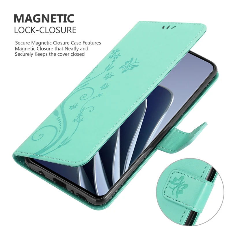 Cadorabo Hülle kompatibel mit OnePlus 10 PRO 5G Schutzhülle im Blumen Design mit Magnetverschluss, Standfunktion und Kartenfächern