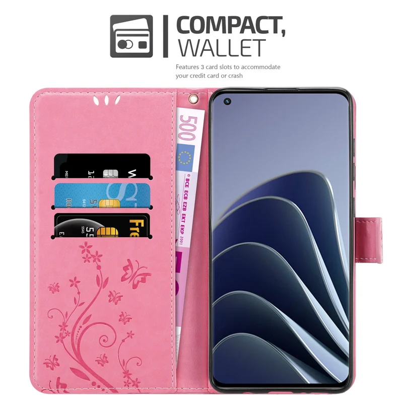 Cadorabo Hülle kompatibel mit OnePlus 10 PRO 5G Schutzhülle im Blumen Design mit Magnetverschluss, Standfunktion und Kartenfächern