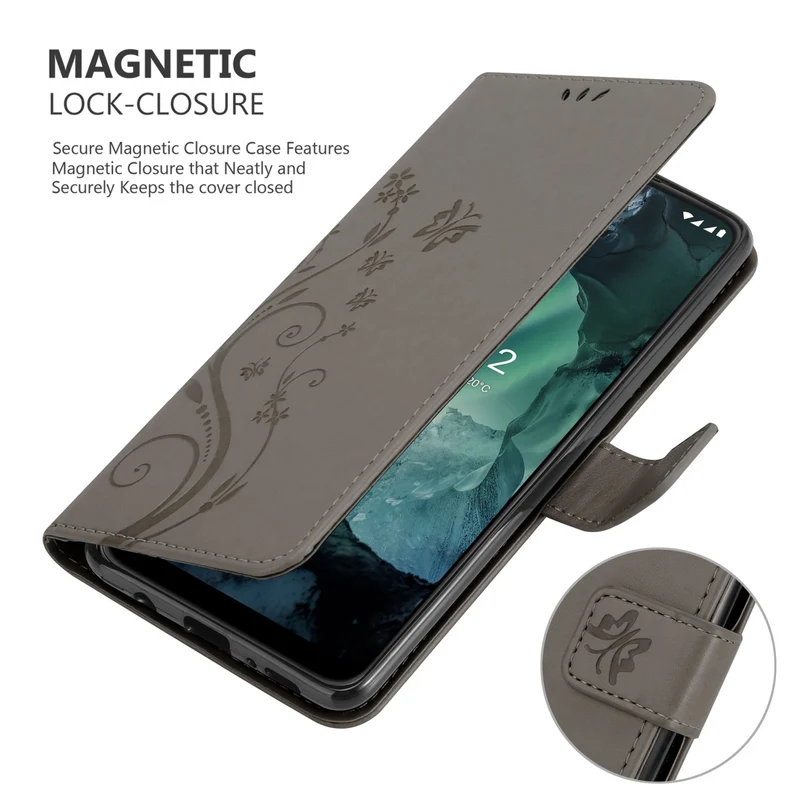 Cadorabo Hülle kompatibel mit Nokia G11 / G21 Schutzhülle im Blumen Design mit Magnetverschluss, Standfunktion und Kartenfächern