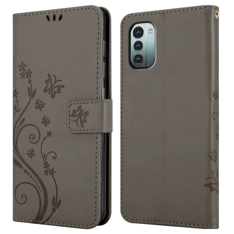 Cadorabo Hülle kompatibel mit Nokia G11 / G21 Schutzhülle im Blumen Design mit Magnetverschluss, Standfunktion und Kartenfächern