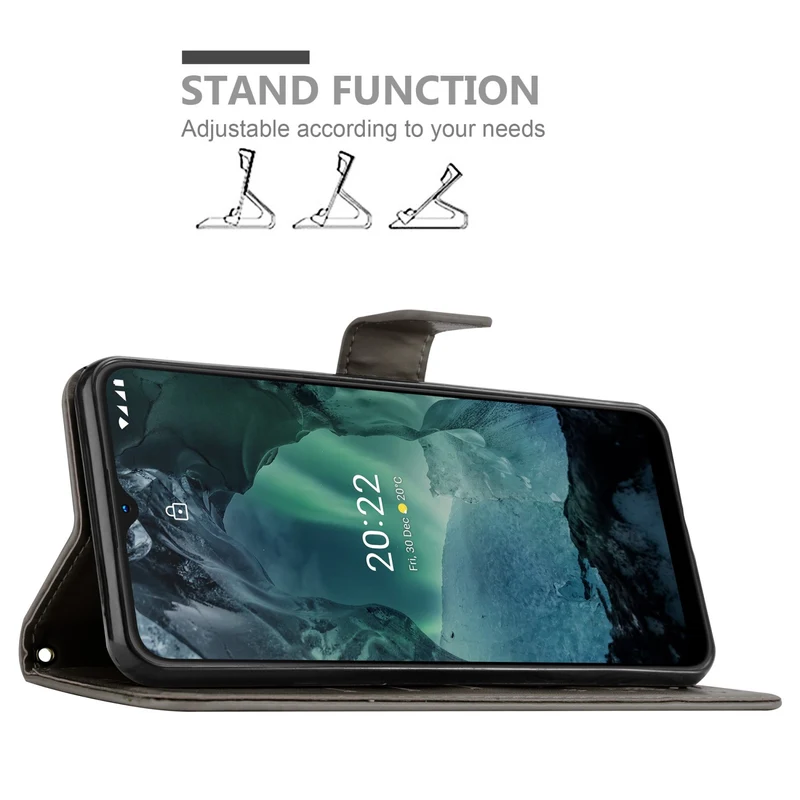 Cadorabo Hülle kompatibel mit Nokia G11 / G21 Schutzhülle im Blumen Design mit Magnetverschluss, Standfunktion und Kartenfächern