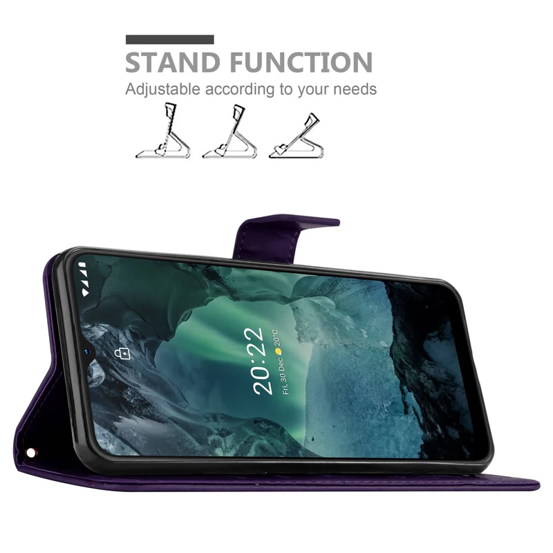 Cadorabo Hülle kompatibel mit Nokia G11 / G21 Schutzhülle im Blumen Design mit Magnetverschluss, Standfunktion und Kartenfächern