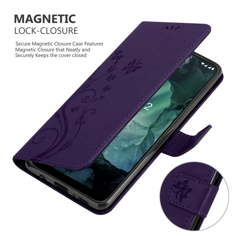 Cadorabo Hülle kompatibel mit Nokia G11 / G21 Schutzhülle im Blumen Design mit Magnetverschluss, Standfunktion und Kartenfächern