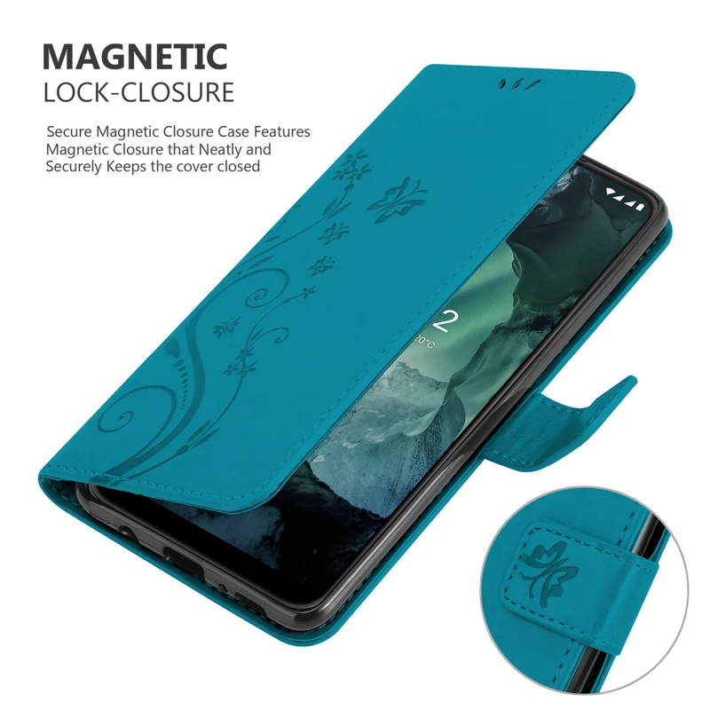 Cadorabo Hülle kompatibel mit Nokia G11 / G21 Schutzhülle im Blumen Design mit Magnetverschluss, Standfunktion und Kartenfächern