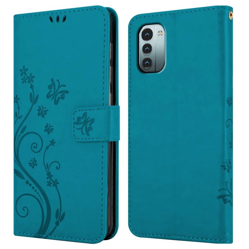 Cadorabo Hülle kompatibel mit Nokia G11 / G21 Schutzhülle im Blumen Design mit Magnetverschluss, Standfunktion und Kartenfächern