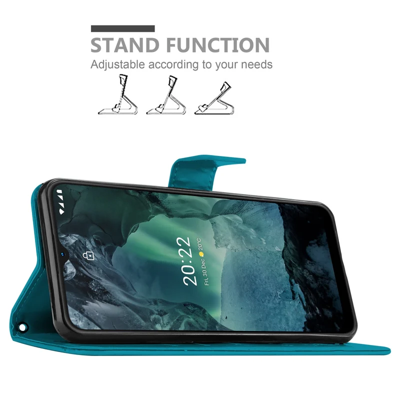 Cadorabo Hülle kompatibel mit Nokia G11 / G21 Schutzhülle im Blumen Design mit Magnetverschluss, Standfunktion und Kartenfächern