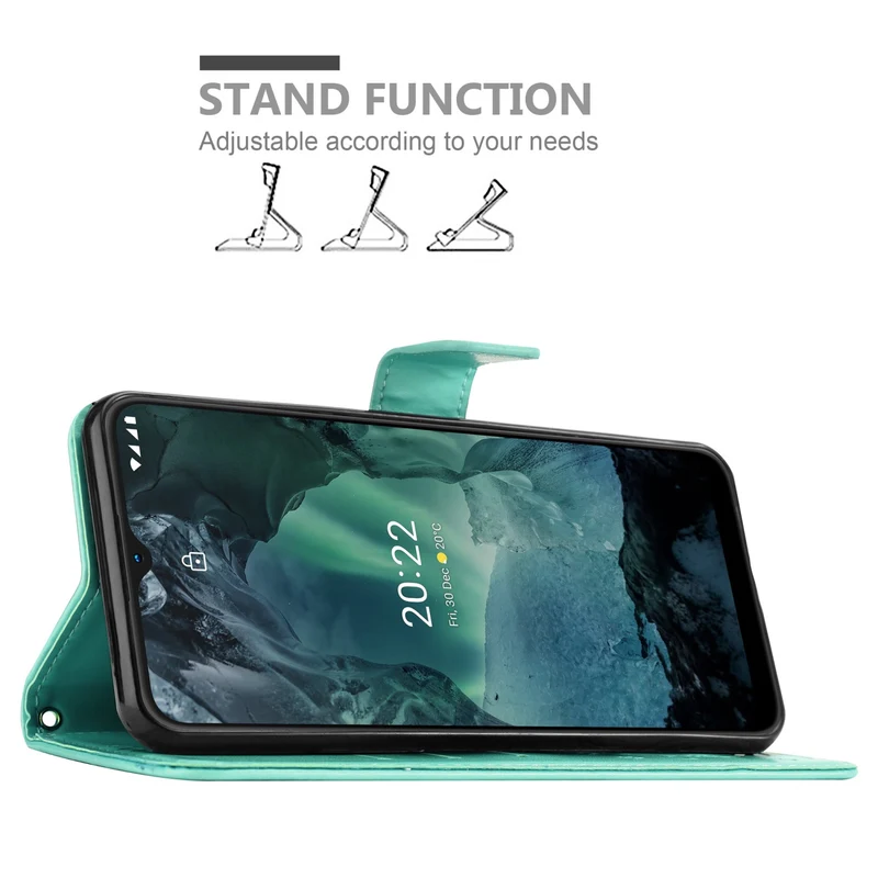 Cadorabo Hülle kompatibel mit Nokia G11 / G21 Schutzhülle im Blumen Design mit Magnetverschluss, Standfunktion und Kartenfächern