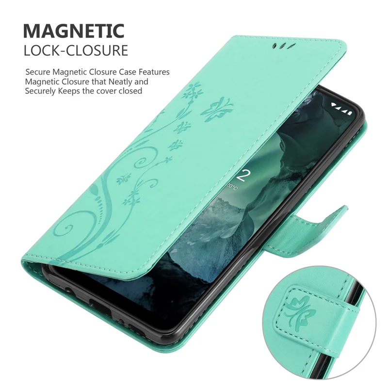Cadorabo Hülle kompatibel mit Nokia G11 / G21 Schutzhülle im Blumen Design mit Magnetverschluss, Standfunktion und Kartenfächern