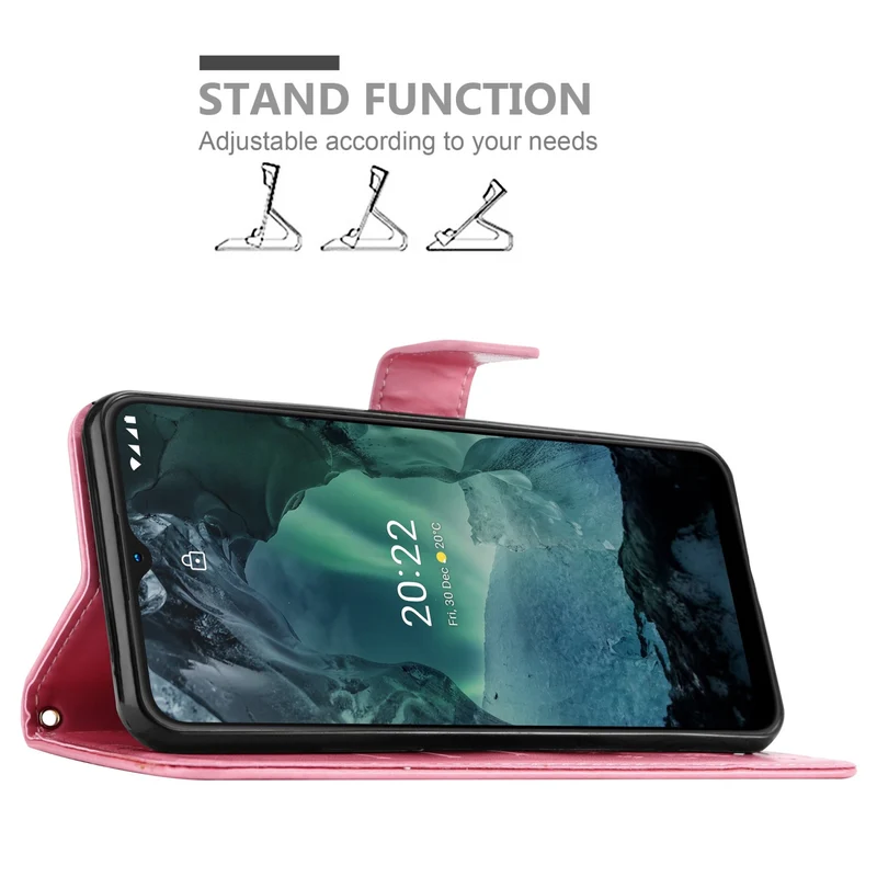 Cadorabo Hülle kompatibel mit Nokia G11 / G21 Schutzhülle im Blumen Design mit Magnetverschluss, Standfunktion und Kartenfächern