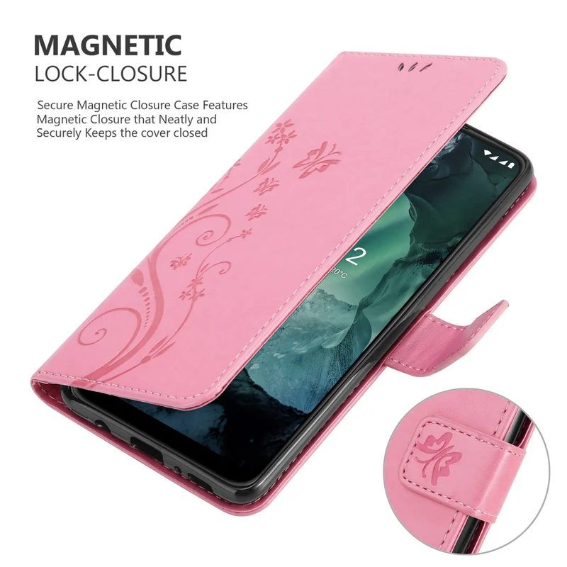 Cadorabo Hülle kompatibel mit Nokia G11 / G21 Schutzhülle im Blumen Design mit Magnetverschluss, Standfunktion und Kartenfächern