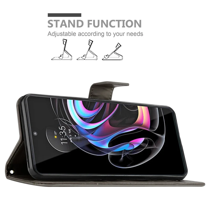Cadorabo Hülle kompatibel mit Motorola EDGE 20 PRO / EDGE S PRO Schutzhülle im Blumen Design mit Magnetverschluss, Standfunktion und Kartenfächern