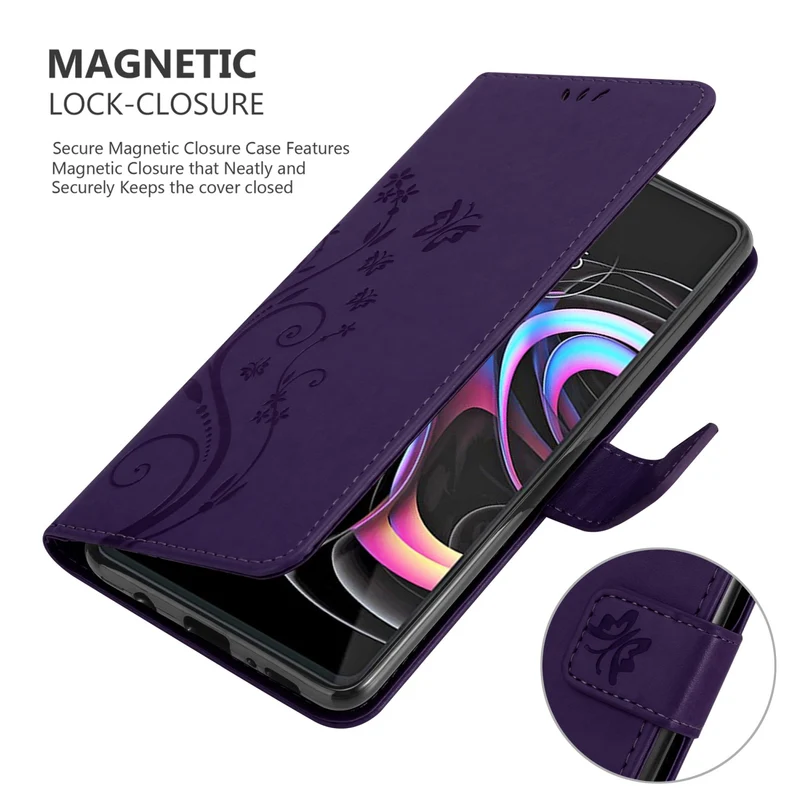 Cadorabo Hülle kompatibel mit Motorola EDGE 20 PRO / EDGE S PRO Schutzhülle im Blumen Design mit Magnetverschluss, Standfunktion und Kartenfächern