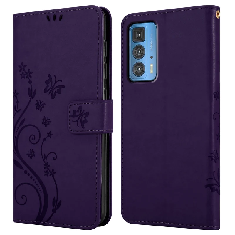 Cadorabo Hülle kompatibel mit Motorola EDGE 20 PRO / EDGE S PRO Schutzhülle im Blumen Design mit Magnetverschluss, Standfunktion und Kartenfächern
