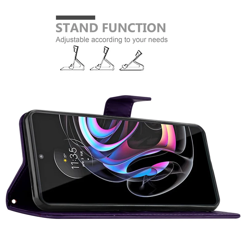 Cadorabo Hülle kompatibel mit Motorola EDGE 20 PRO / EDGE S PRO Schutzhülle im Blumen Design mit Magnetverschluss, Standfunktion und Kartenfächern
