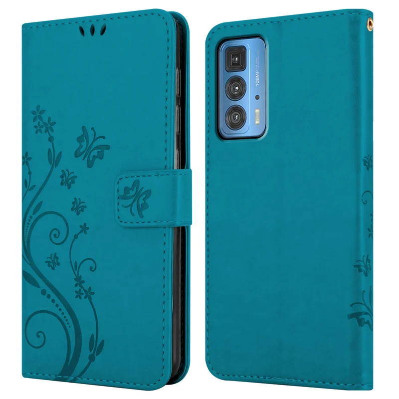 Cadorabo Hülle kompatibel mit Motorola EDGE 20 PRO / EDGE S PRO Schutzhülle im Blumen Design mit Magnetverschluss, Standfunktion und Kartenfächern