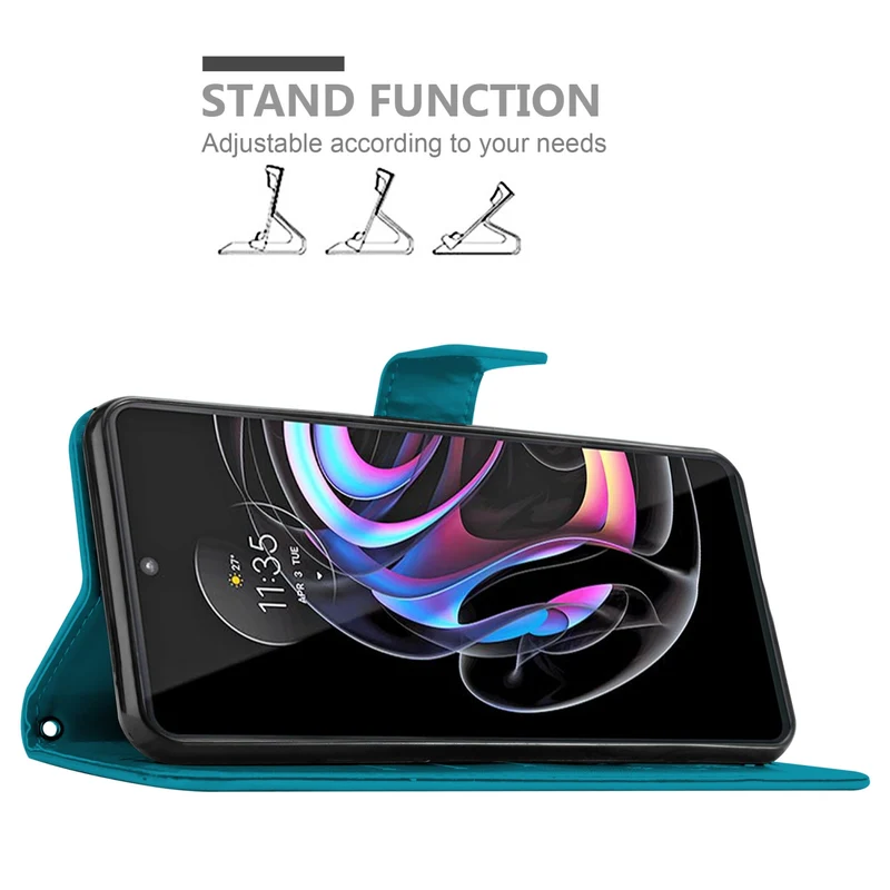 Cadorabo Hülle kompatibel mit Motorola EDGE 20 PRO / EDGE S PRO Schutzhülle im Blumen Design mit Magnetverschluss, Standfunktion und Kartenfächern