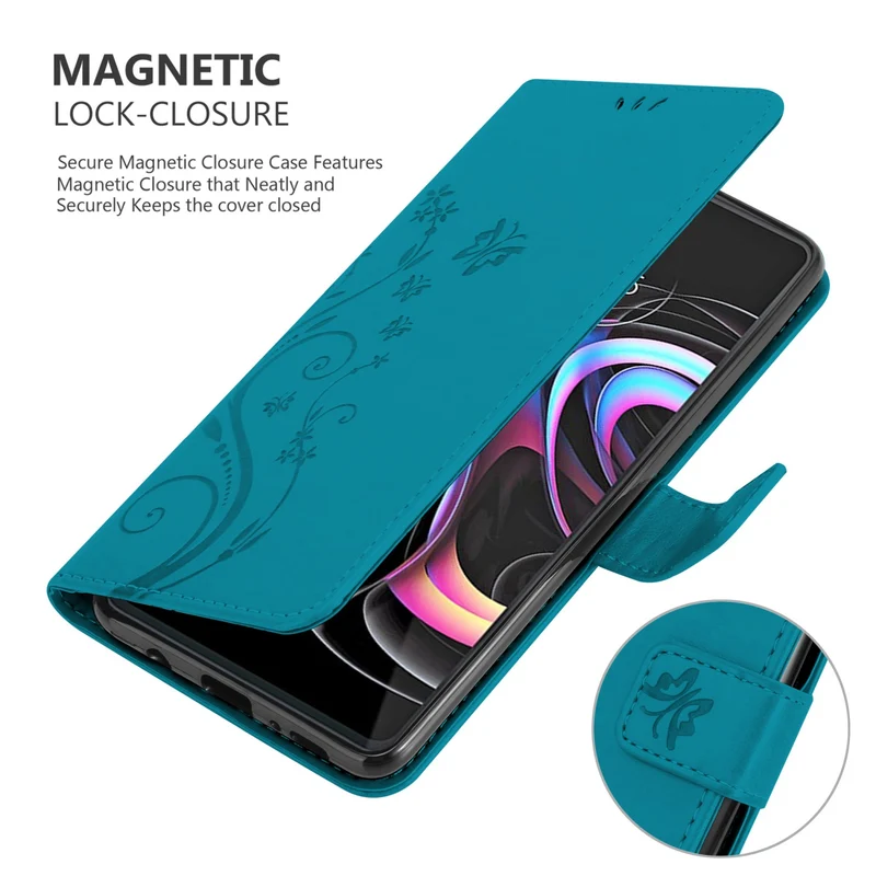 Cadorabo Hülle kompatibel mit Motorola EDGE 20 PRO / EDGE S PRO Schutzhülle im Blumen Design mit Magnetverschluss, Standfunktion und Kartenfächern