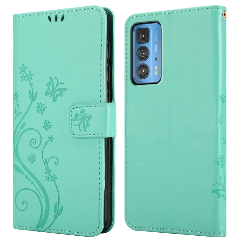 Cadorabo Hülle kompatibel mit Motorola EDGE 20 PRO / EDGE S PRO Schutzhülle im Blumen Design mit Magnetverschluss, Standfunktion und Kartenfächern
