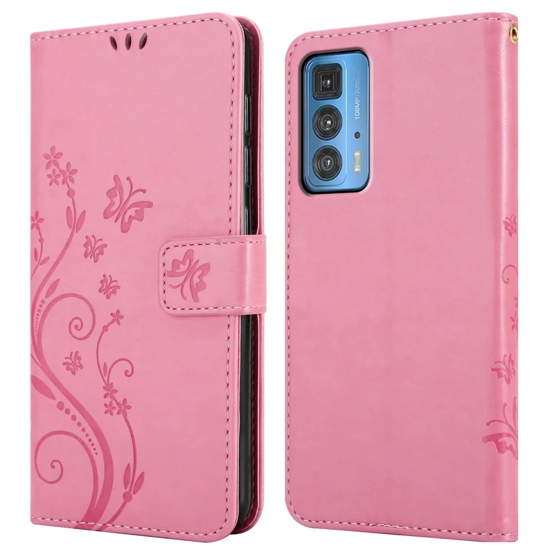 Cadorabo Hülle kompatibel mit Motorola EDGE 20 PRO / EDGE S PRO Schutzhülle im Blumen Design mit Magnetverschluss, Standfunktion und Kartenfächern