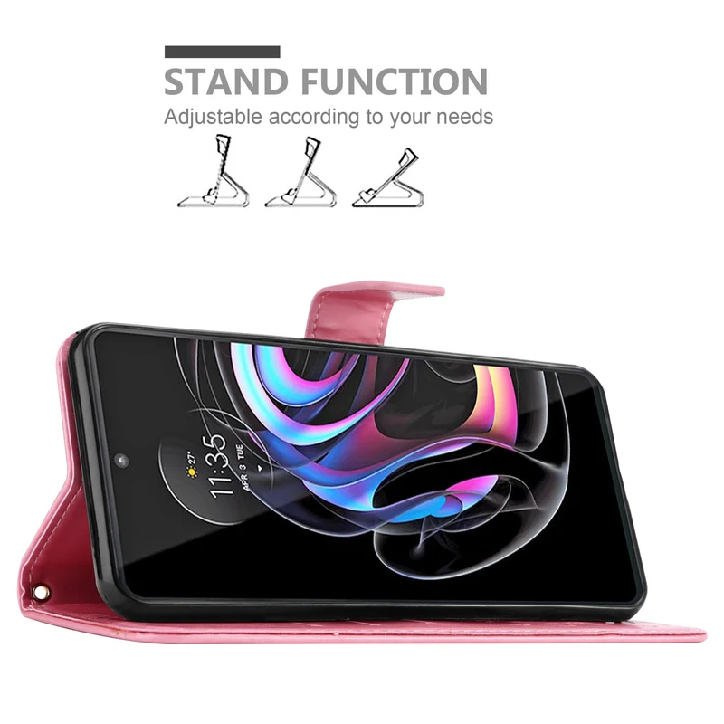 Cadorabo Hülle kompatibel mit Motorola EDGE 20 PRO / EDGE S PRO Schutzhülle im Blumen Design mit Magnetverschluss, Standfunktion und Kartenfächern