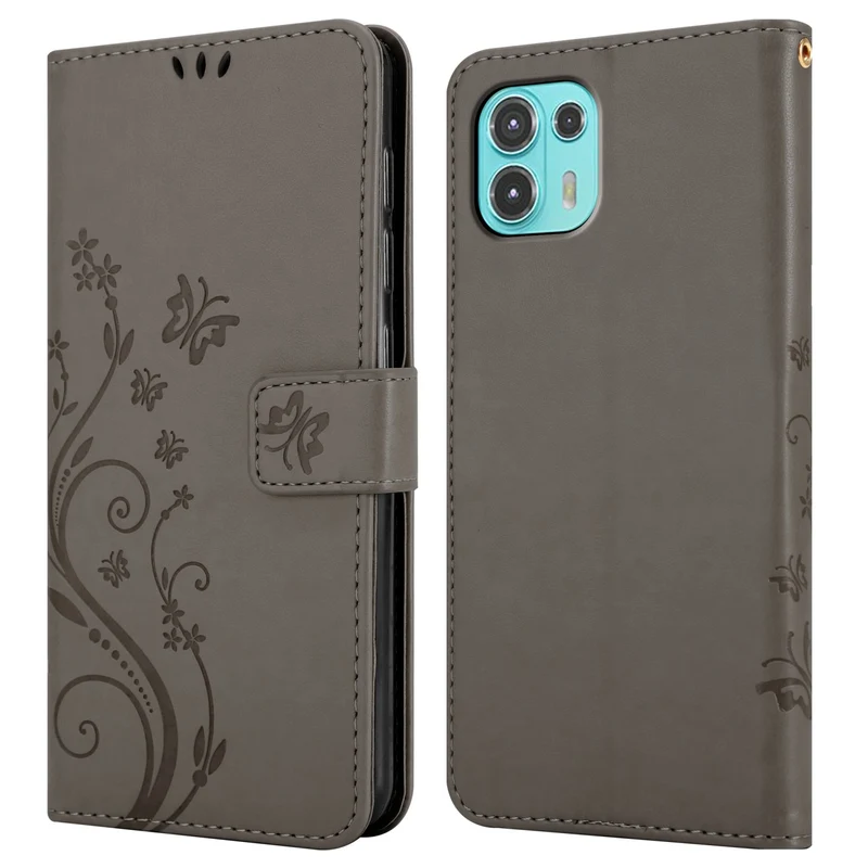 Cadorabo Hülle kompatibel mit Motorola EDGE 20 LITE / FUSION Schutzhülle im Blumen Design mit Magnetverschluss, Standfunktion und Kartenfächern