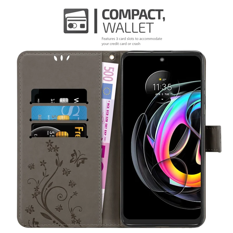 Cadorabo Hülle kompatibel mit Motorola EDGE 20 LITE / FUSION Schutzhülle im Blumen Design mit Magnetverschluss, Standfunktion und Kartenfächern