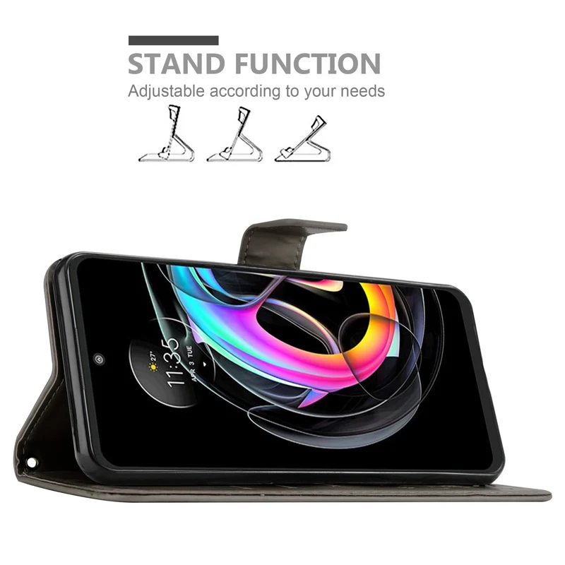 Cadorabo Hülle kompatibel mit Motorola EDGE 20 LITE / FUSION Schutzhülle im Blumen Design mit Magnetverschluss, Standfunktion und Kartenfächern