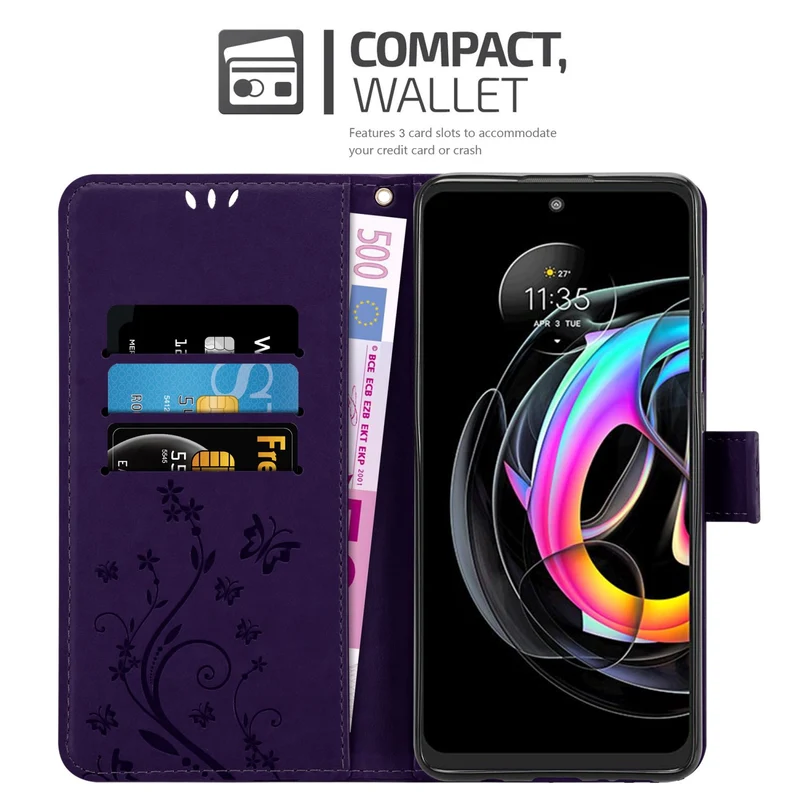 Cadorabo Hülle kompatibel mit Motorola EDGE 20 LITE / FUSION Schutzhülle im Blumen Design mit Magnetverschluss, Standfunktion und Kartenfächern
