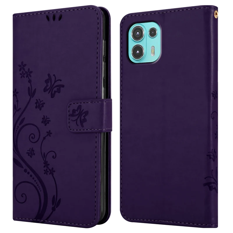 Cadorabo Hülle kompatibel mit Motorola EDGE 20 LITE / FUSION Schutzhülle im Blumen Design mit Magnetverschluss, Standfunktion und Kartenfächern