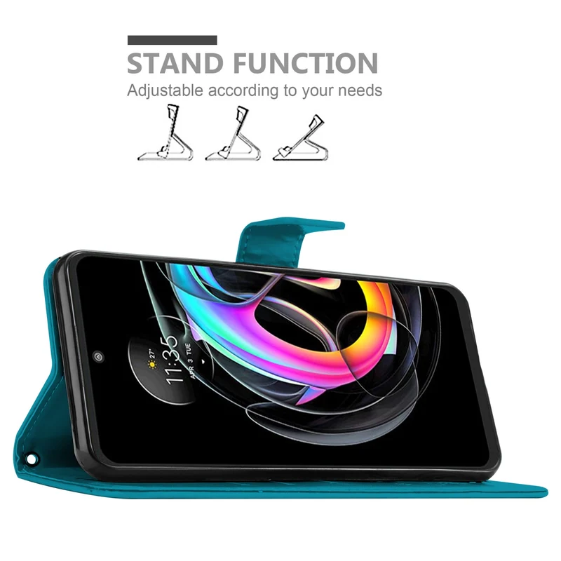 Cadorabo Hülle kompatibel mit Motorola EDGE 20 LITE / FUSION Schutzhülle im Blumen Design mit Magnetverschluss, Standfunktion und Kartenfächern