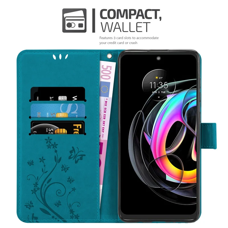 Cadorabo Hülle kompatibel mit Motorola EDGE 20 LITE / FUSION Schutzhülle im Blumen Design mit Magnetverschluss, Standfunktion und Kartenfächern