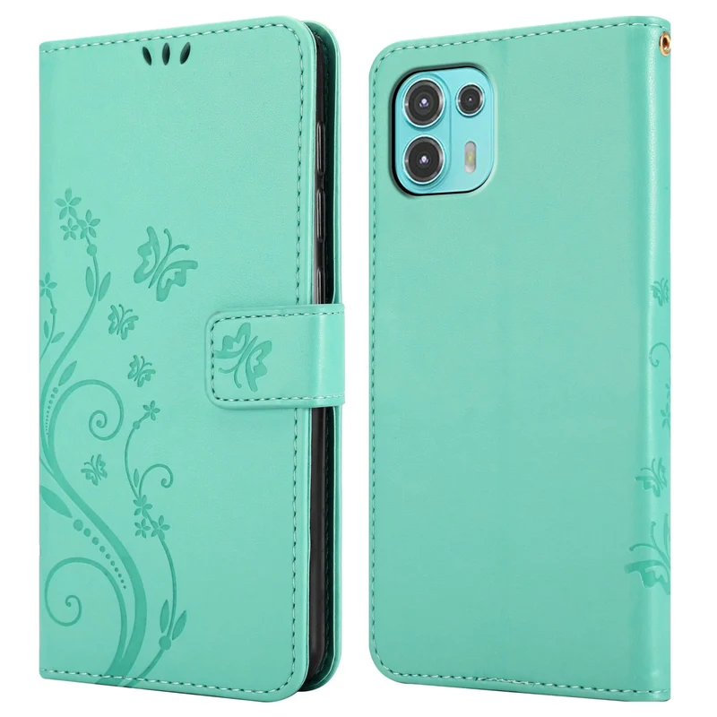 Cadorabo Hülle kompatibel mit Motorola EDGE 20 LITE / FUSION Schutzhülle im Blumen Design mit Magnetverschluss, Standfunktion und Kartenfächern