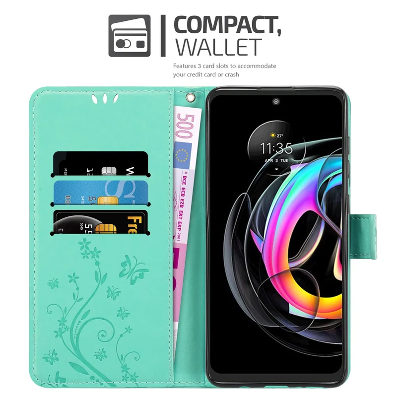 Cadorabo Hülle kompatibel mit Motorola EDGE 20 LITE / FUSION Schutzhülle im Blumen Design mit Magnetverschluss, Standfunktion und Kartenfächern