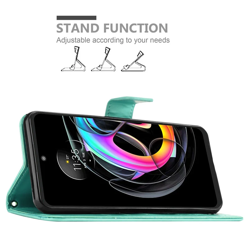 Cadorabo Hülle kompatibel mit Motorola EDGE 20 LITE / FUSION Schutzhülle im Blumen Design mit Magnetverschluss, Standfunktion und Kartenfächern