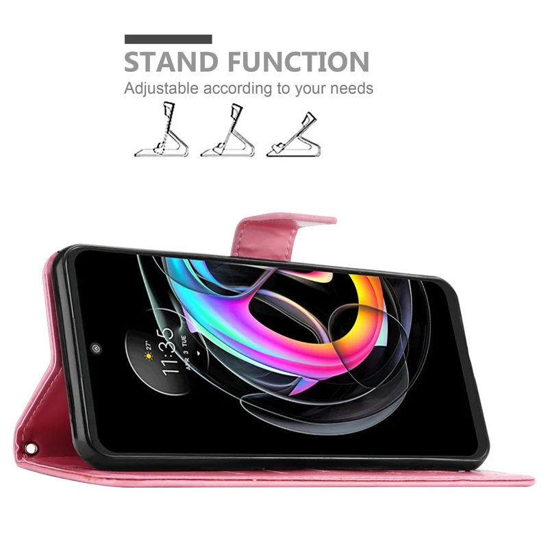 Cadorabo Hülle kompatibel mit Motorola EDGE 20 LITE / FUSION Schutzhülle im Blumen Design mit Magnetverschluss, Standfunktion und Kartenfächern