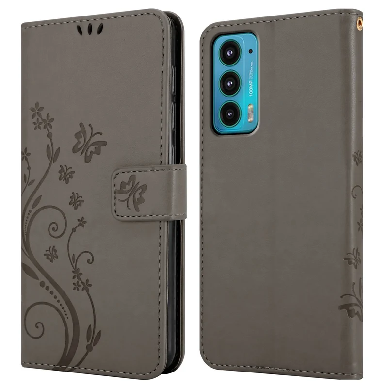 Cadorabo Hülle kompatibel mit Motorola EDGE 20 Schutzhülle im Blumen Design mit Magnetverschluss, Standfunktion und Kartenfächern