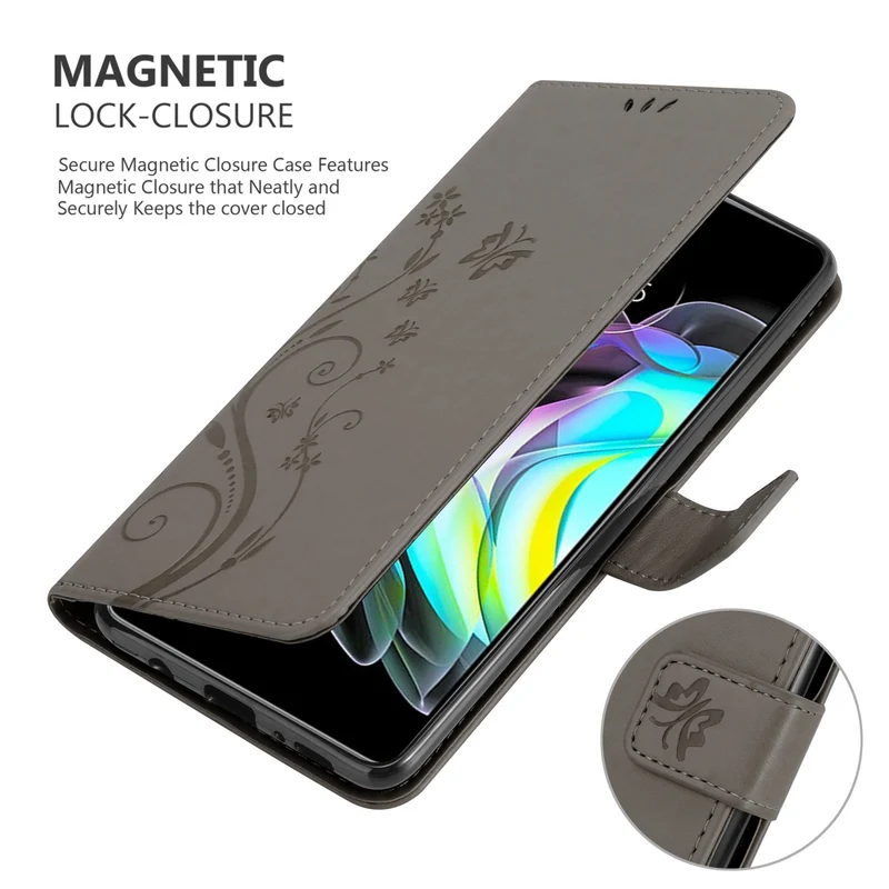 Cadorabo Hülle kompatibel mit Motorola EDGE 20 Schutzhülle im Blumen Design mit Magnetverschluss, Standfunktion und Kartenfächern