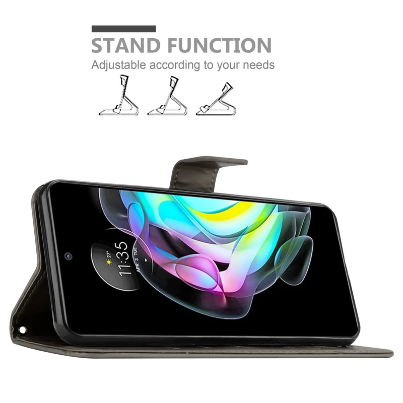 Cadorabo Hülle kompatibel mit Motorola EDGE 20 Schutzhülle im Blumen Design mit Magnetverschluss, Standfunktion und Kartenfächern